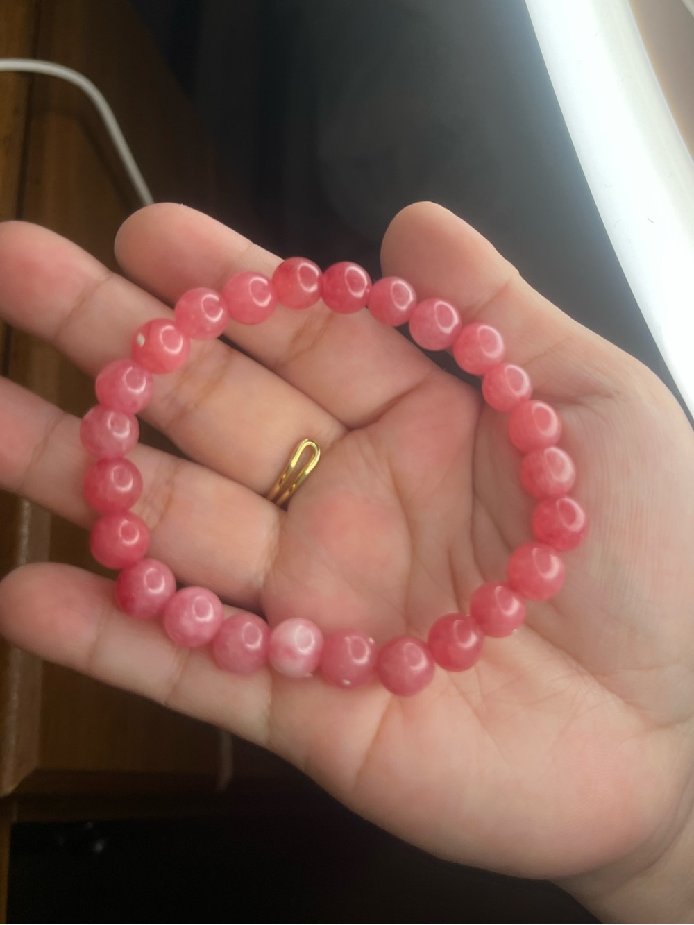 Pink Beaded Stretch Bracelet